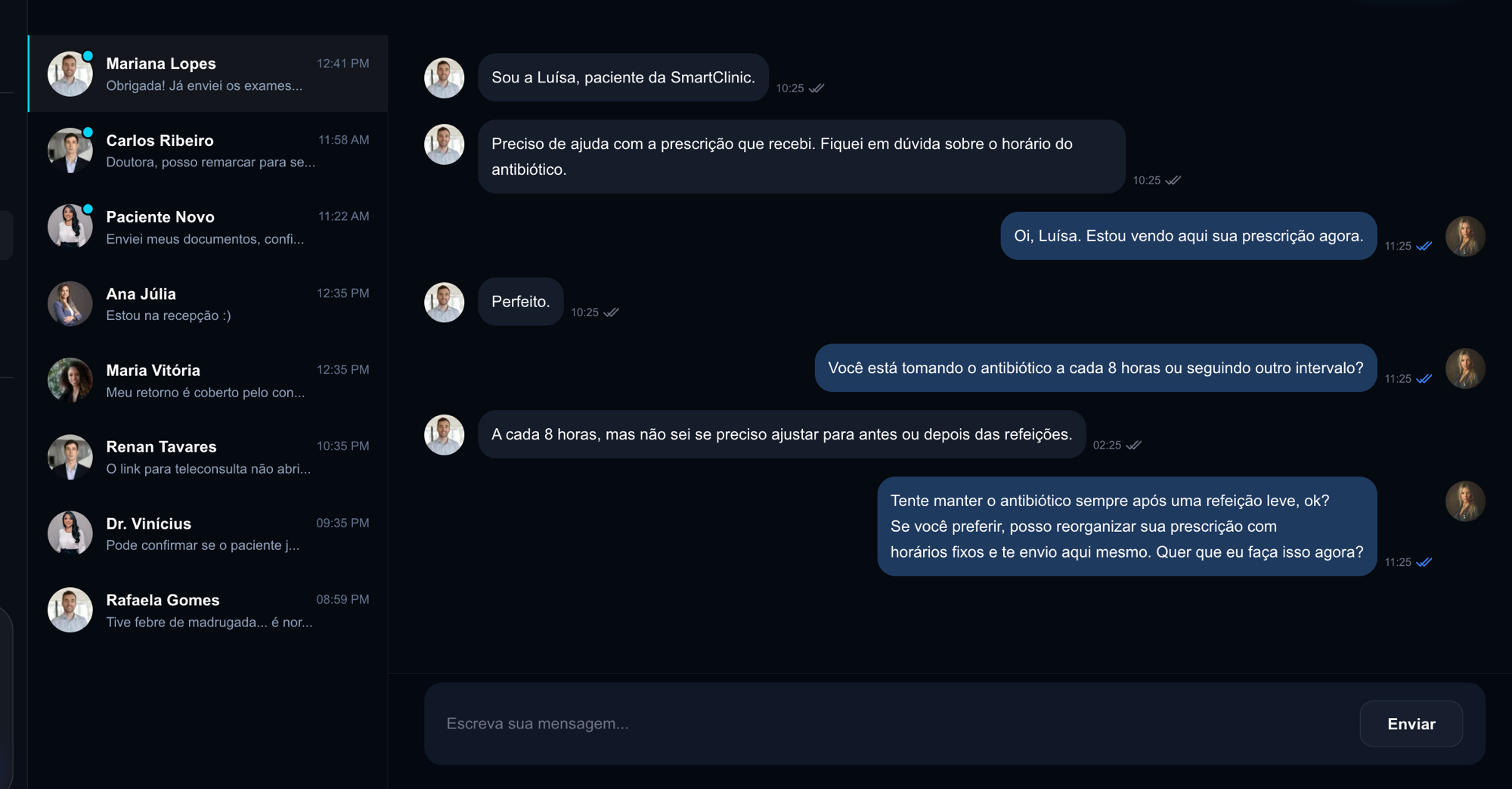 Athena, IA do Smart Assistants, atendendo pacientes no WhatsApp e confirmando consulta